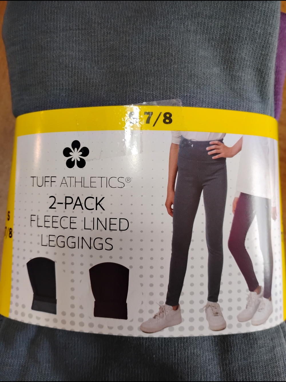Tuff Athletics Gray & Purple Fleece-Lined Leggings 2-Pack